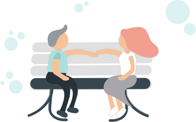 Pension Investment Illustration - Couple sitting on a bench